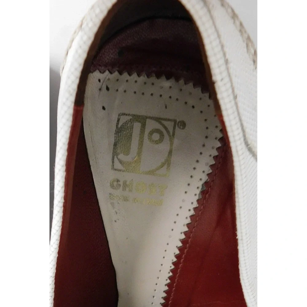 Jo Ghost Textured White Leather Pewter Bit Loafers Italy sz 43